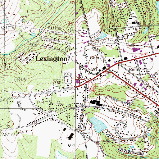 Topographic Map of Downtown Lexington Post Office, SC