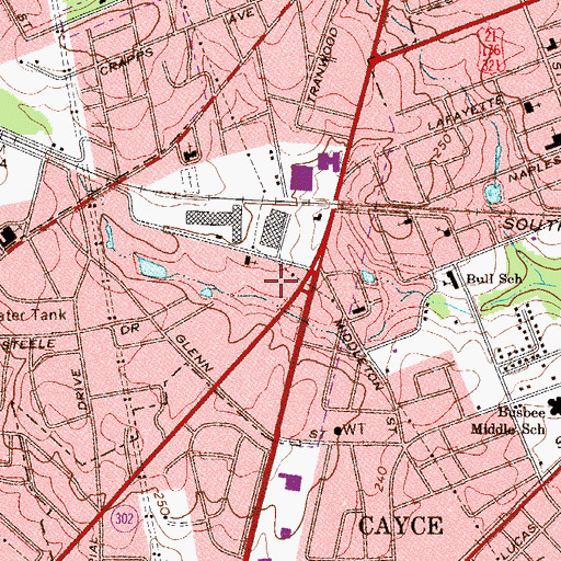 Topographic Map of Lexington Square Shopping Center, SC