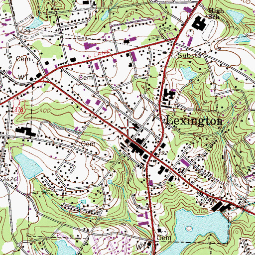 Topographic Map of Lexington Town Hall, SC