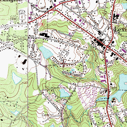 Topographic Map of Lexington Woods, SC
