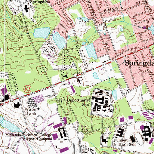Topographic Map of Long Branch School (historical), SC