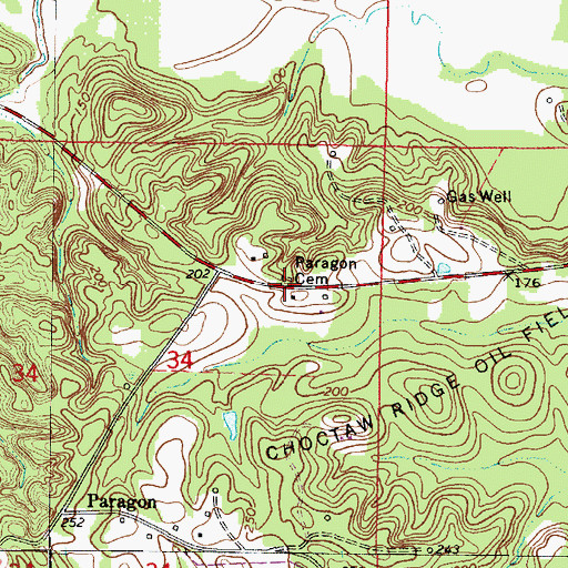 Topographic Map of Paragon Cemetery, AL