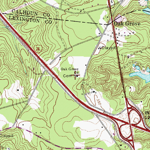 Topographic Map of Oak Grove Cemetery, SC
