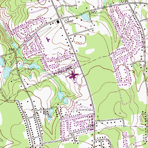 Topographic Map of Oak Grove Elementary School, SC