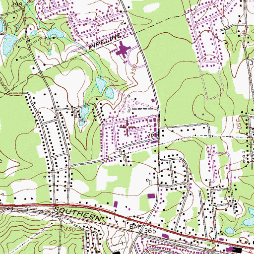 Topographic Map of Oak Grove Estates, SC
