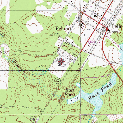 Topographic Map of Pelion High School, SC