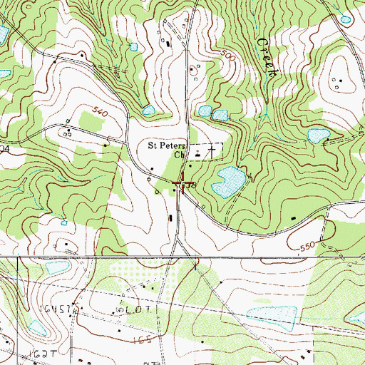 Topographic Map of Peters, SC