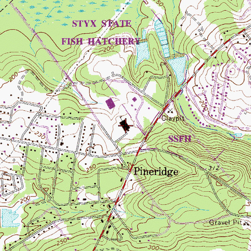 Topographic Map of Pine Ridge Middle School, SC