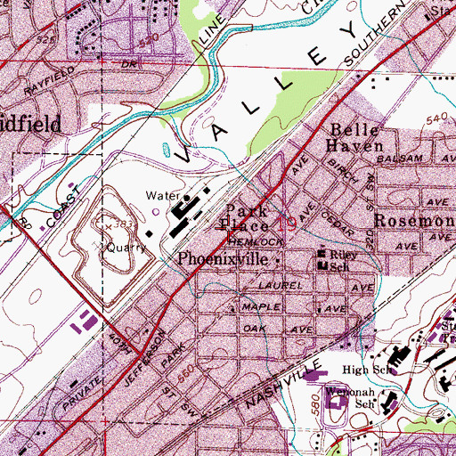 Topographic Map of Park Place, AL