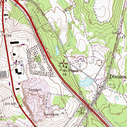 Topographic Map of Pisgah Cemetery (historical), SC