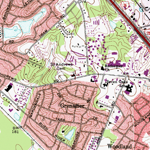 Topographic Map of Saint Andrews Church, SC