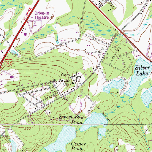 Topographic Map of Saint Pauls Cemetery, SC