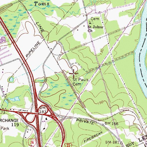 Topographic Map of Saint Pauls Church, SC