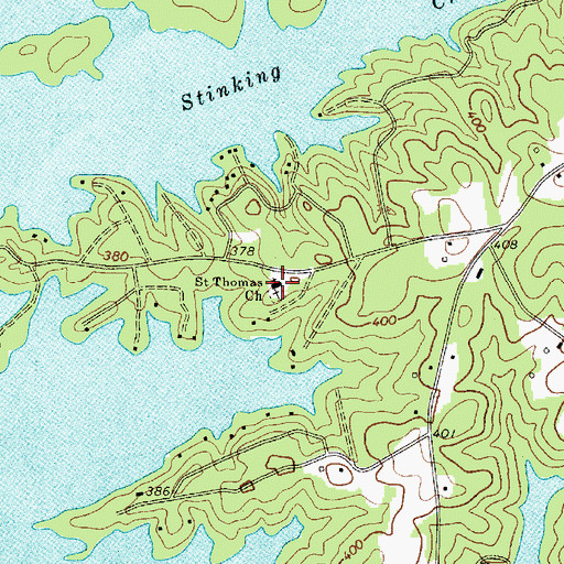 Topographic Map of Saint Thomas Cemetery, SC