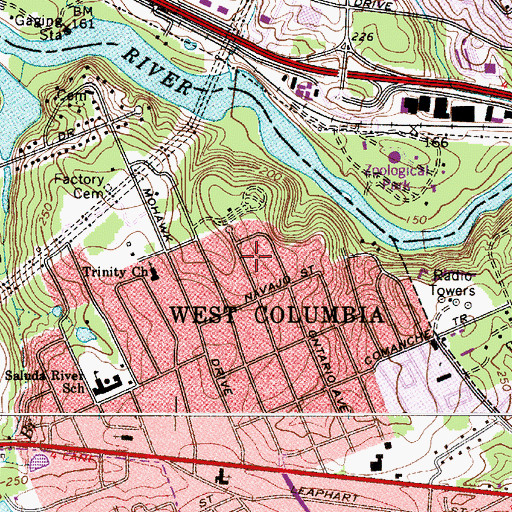 Topographic Map of Saluda Gardens, SC