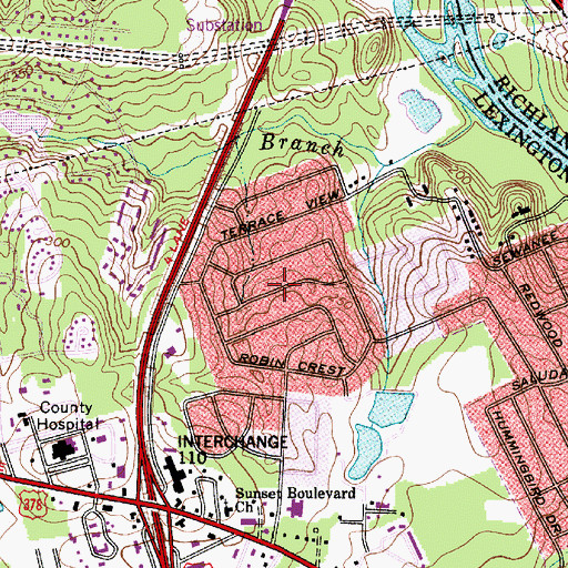Topographic Map of Saluda Hills, SC