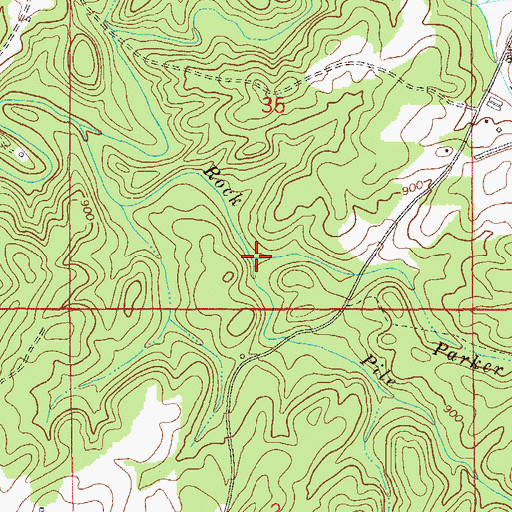 Topographic Map of Parker Branch, AL