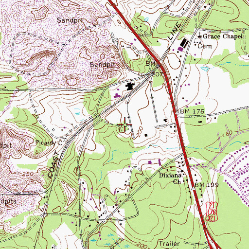 Topographic Map of Sightler Cemetery, SC