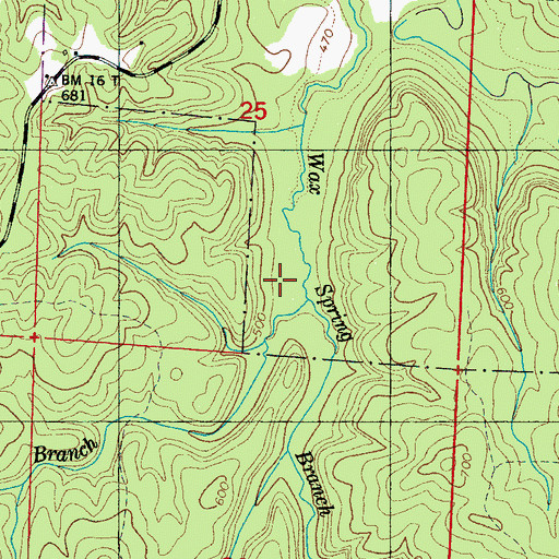 Topographic Map of Parker Branch, AL