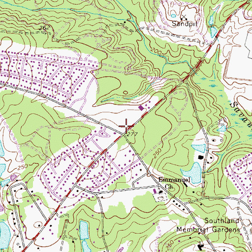 Topographic Map of Three Fountains Plaza Shopping Center, SC