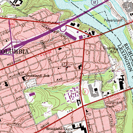 Topographic Map of West Columbia Full Gospel Tabernacle, SC