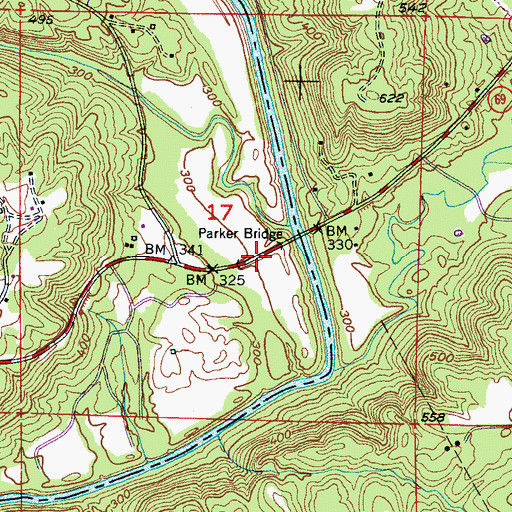 Topographic Map of Parker Bridge, AL
