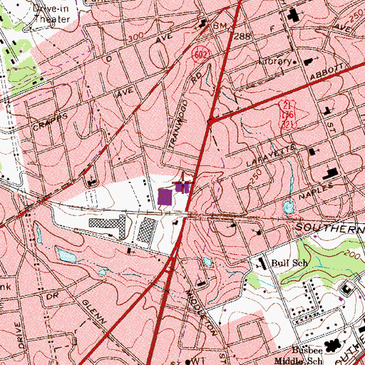 Topographic Map of West End Square Shopping Center, SC