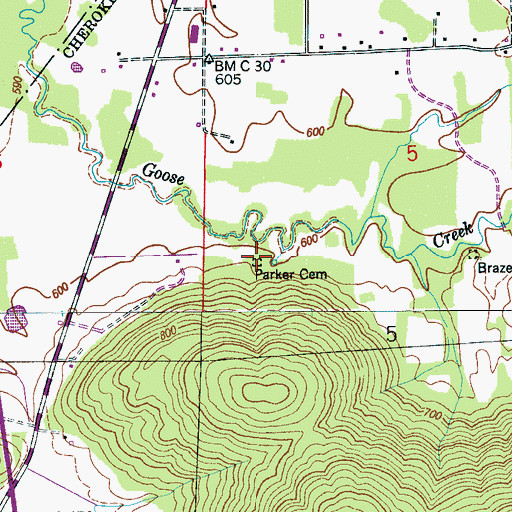 Topographic Map of Parker Cemetery, AL