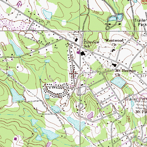 Topographic Map of Woodsen, SC