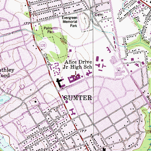 Topographic Map of Alice Drive Elementary School, SC