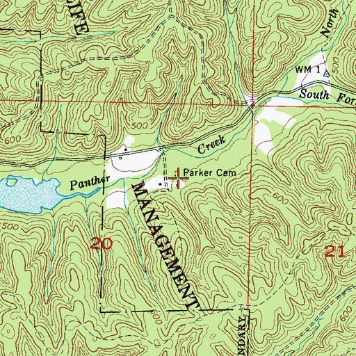 Topographic Map of Parker Cemetery, AL