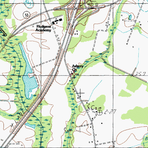 Topographic Map of Asbury School (historical), SC