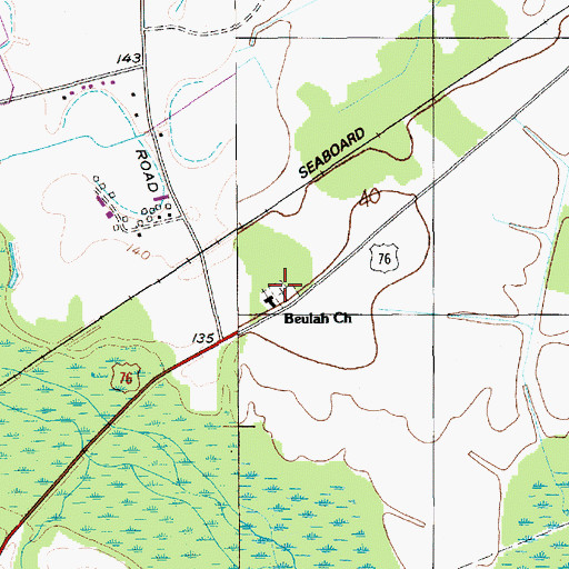 Topographic Map of Beulah Cemetery, SC