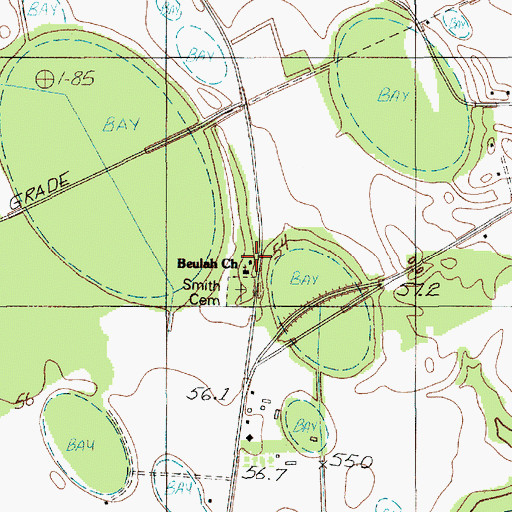 Topographic Map of Beulah School (historical), SC