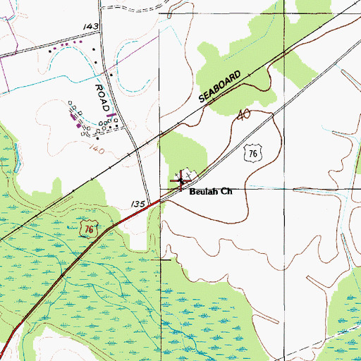 Topographic Map of Beulah School (historical), SC