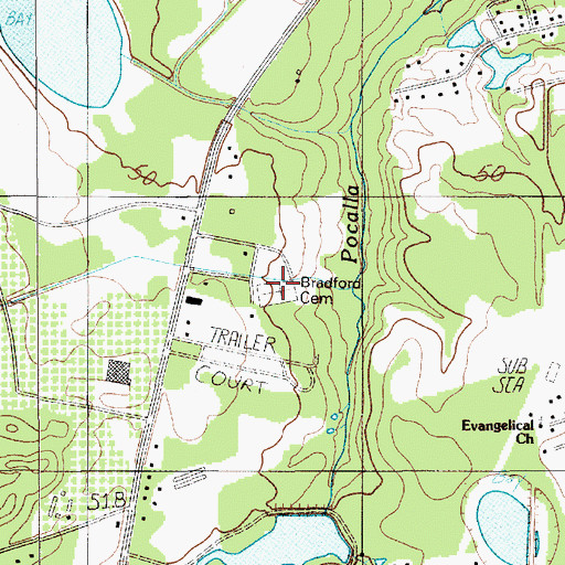 Topographic Map of Bradford Cemetery, SC