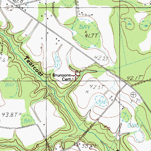 Topographic Map of Brunsons Cemetery, SC