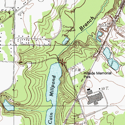 Topographic Map of Cain Mills Club, SC