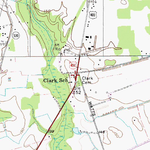 Topographic Map of Clark Church, SC