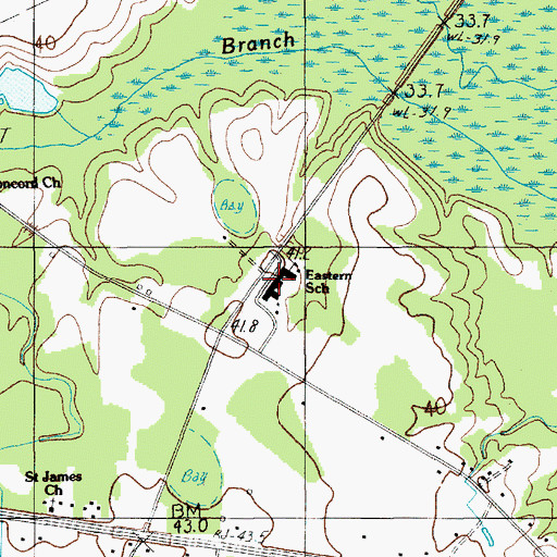 Topographic Map of Eastern School, SC