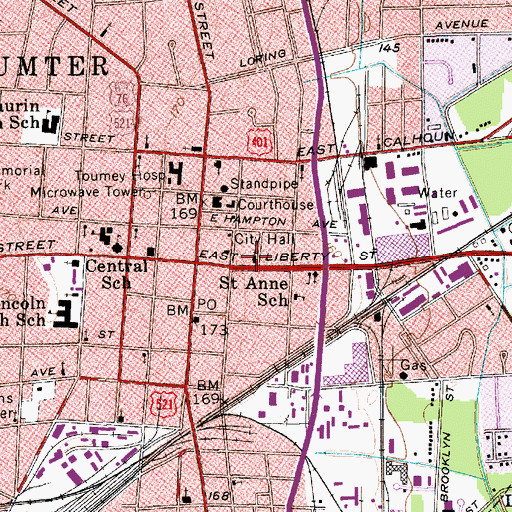 Topographic Map of First Baptist Church, SC
