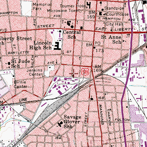 Topographic Map of First Baptist Church, SC