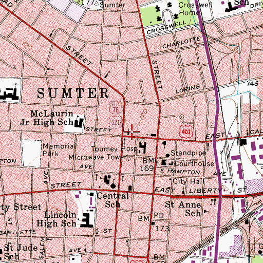 Topographic Map of First Christian Church, SC