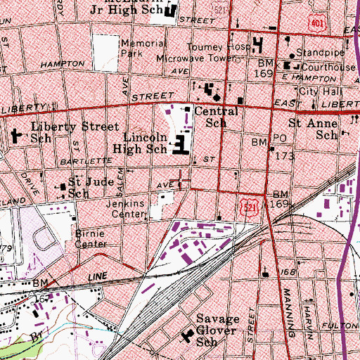 Topographic Map of First Church of the Nazarene, SC
