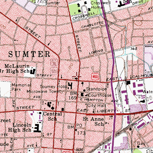 Topographic Map of First Presbyterian Church, SC