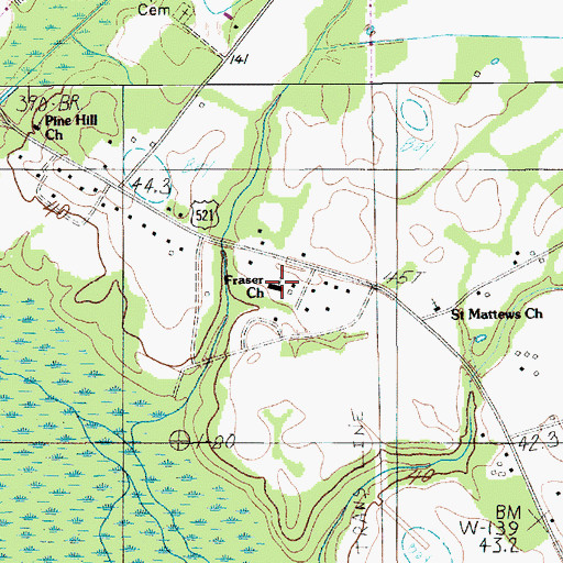 Topographic Map of Fraser Church, SC