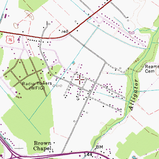Topographic Map of Geddie Gardens, SC