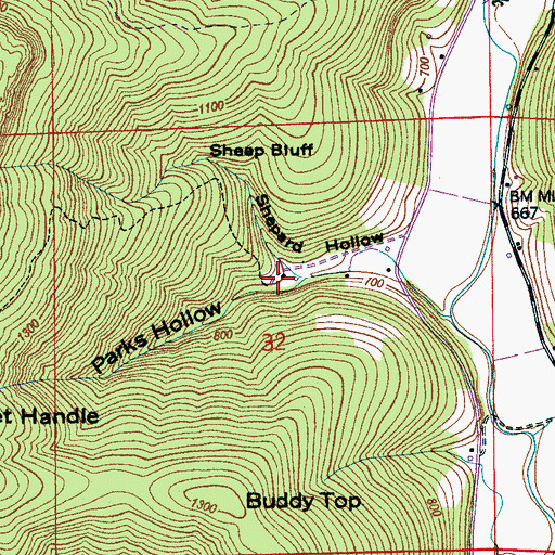 Topographic Map of Parks Hollow, AL