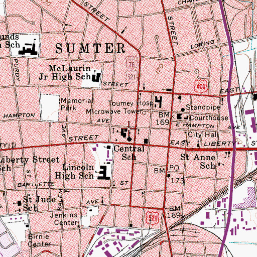 Topographic Map of Hampton School, SC