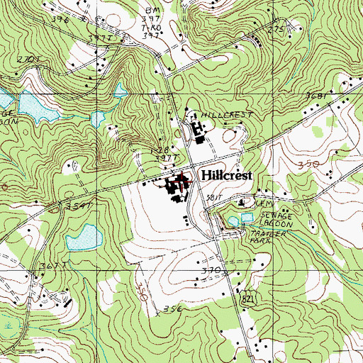 Topographic Map of Hillcrest School, SC